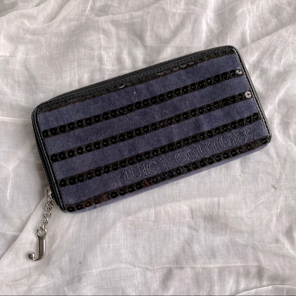 Juicy Couture Navy Velvet + Sequin Wallet